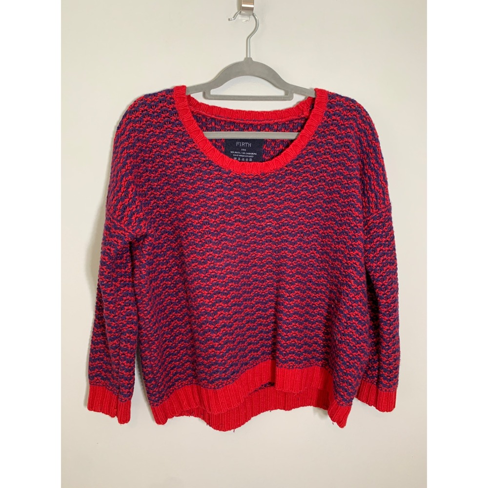 Firth Sweater Womens XS/S Red Purple Textured Knit‎ Wool Cashmere Blend Pullover